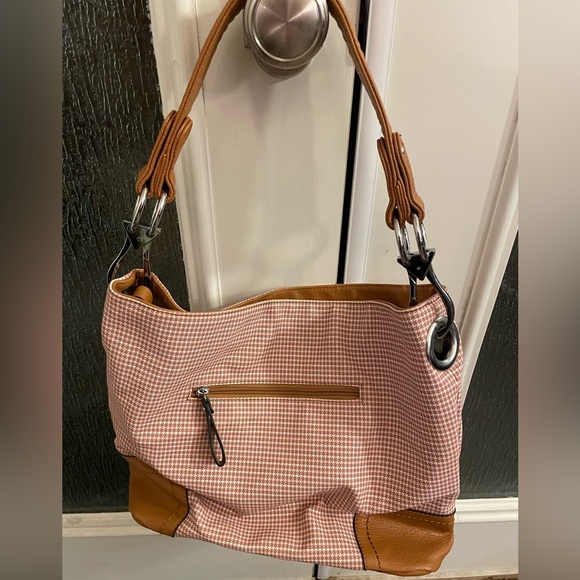 New Angel Barcelo Shoulder Bag Small Neutral Houndstooth Print - Picture 2 of 16